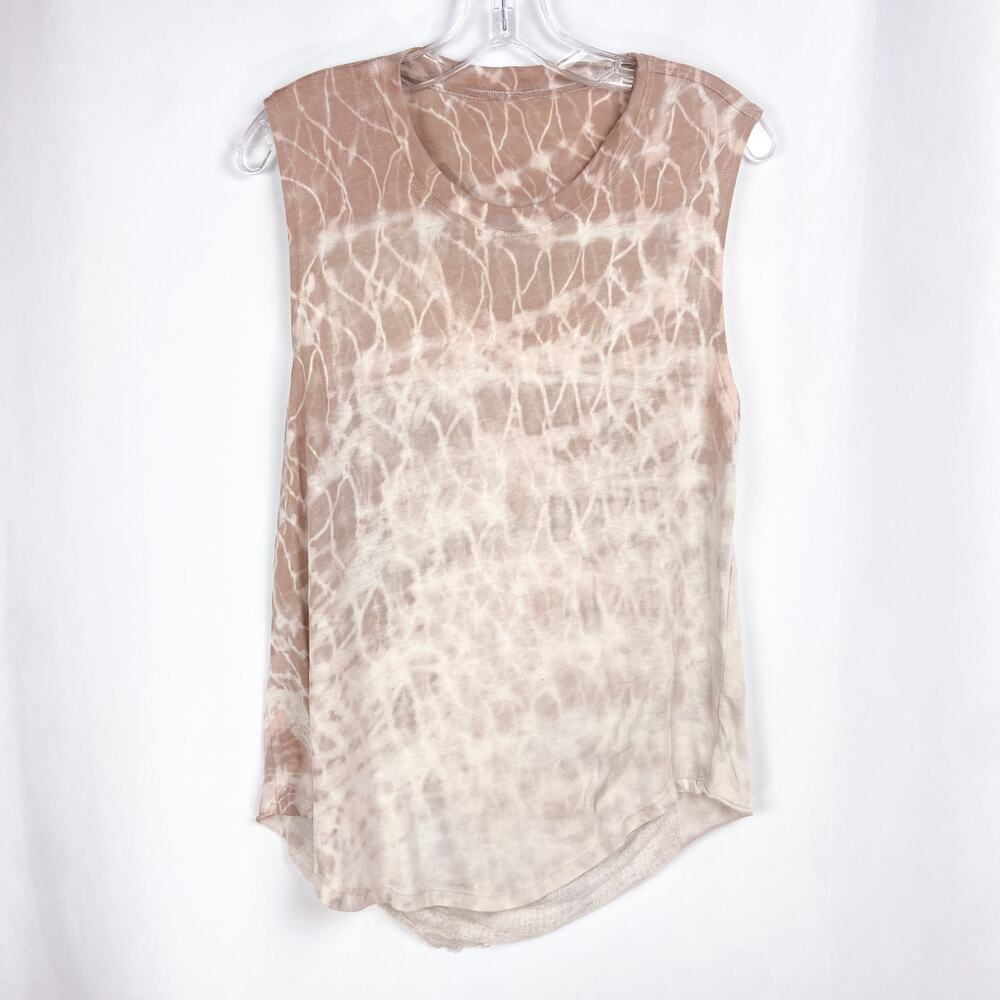 Raquel Allegra Muscle Tee Size 10 Mauve Pink Tie Dye Shredded Gauze Boho Beach